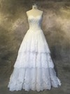 Tulle A-line Sweetheart Court Train with Appliques Lace Wedding Dresses #DOB00022927
