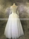 Tulle Ball Gown Scalloped Neck Floor-length with Appliques Lace Wedding Dresses #DOB00022932