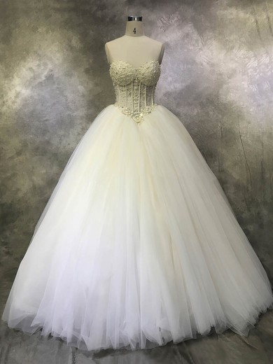 Tulle Ball Gown Sweetheart Floor-length with Crystal Detailing Wedding Dresses #DOB00022933
