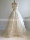 Tulle Ball Gown V-neck Floor-length with Beading Wedding Dresses #DOB00022955
