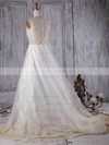 Tulle Princess Scoop Neck Sweep Train with Appliques Lace Wedding Dresses #DOB00022962