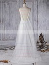 Tulle A-line V-neck Sweep Train with Sequins Wedding Dresses #DOB00022966
