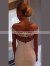 Tulle Silk-like Satin Trumpet/Mermaid Scoop Neck Sweep Train with Appliques Lace Wedding Dresses #DOB00022974