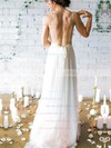 Tulle A-line V-neck Sweep Train with Sashes / Ribbons Wedding Dresses #DOB00022975