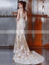 Tulle Trumpet/Mermaid Scoop Neck Detachable with Appliques Lace Wedding Dresses #DOB00022976