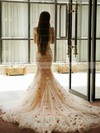 Tulle Trumpet/Mermaid Sweetheart Court Train with Appliques Lace Wedding Dresses #DOB00022981