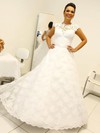 Tulle Princess Scoop Neck Floor-length with Sashes / Ribbons Wedding Dresses #DOB00022990