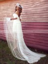 Tulle Lace Sheath/Column Off-the-shoulder Asymmetrical with Ruffles Wedding Dresses #DOB00022991