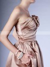 Strapless A-line Tea-length Satin Pleats Bridesmaid Dresses #DOB02013614