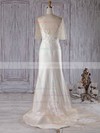 Satin Tulle Trumpet/Mermaid Scoop Neck Sweep Train with Appliques Lace Wedding Dresses #DOB00022997