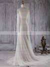 Lace Trumpet/Mermaid V-neck Sweep Train with Buttons Wedding Dresses #DOB00022998