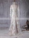 Tulle A-line V-neck Sweep Train with Appliques Lace Wedding Dresses #DOB00022999