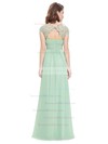 Lace|Chiffon A-line Scoop Neck Floor-length with Pleats Bridesmaid Dresses #DOB01013435