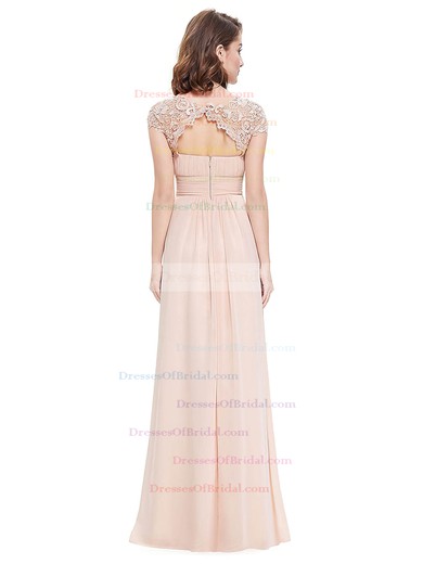 Lace|Chiffon A-line Scoop Neck Floor-length with Pleats Bridesmaid Dresses #DOB01013437