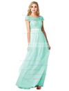 Lace|Tulle A-line Scoop Neck Floor-length with Sashes / Ribbons Bridesmaid Dresses #DOB01013439
