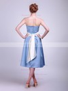 Strapless A-line Tea-length Satin Sashes/Ribbons Bridesmaid Dresses #DOB02013624