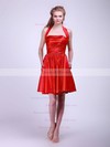 Halter Ball Gown Short/Mini Satin Pleats Bridesmaid Dresses #DOB02013628