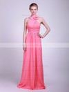 Halter Empire Floor-length Chiffon Flower(s) Bridesmaid Dresses #DOB02013629