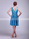 V-neck A-line Short/Mini Taffeta Pleats Bridesmaid Dresses #DOB02013631