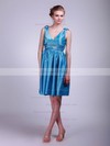 V-neck A-line Short/Mini Taffeta Pleats Bridesmaid Dresses #DOB02013631