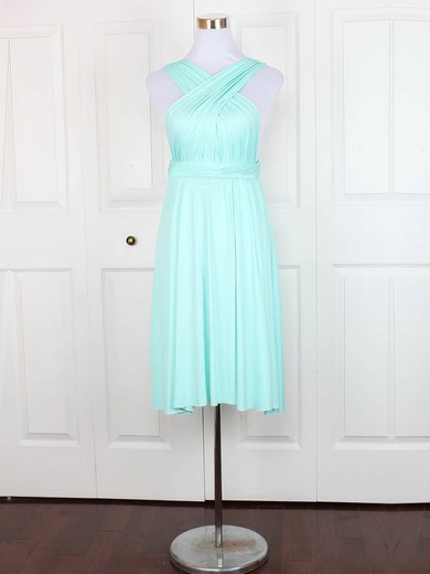 Jersey A-line V-neck Short/Mini with Ruffles Bridesmaid Dresses #DOB01013129