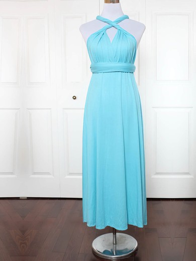 Jersey A-line V-neck Ankle-length with Ruffles Bridesmaid Dresses #DOB01013130
