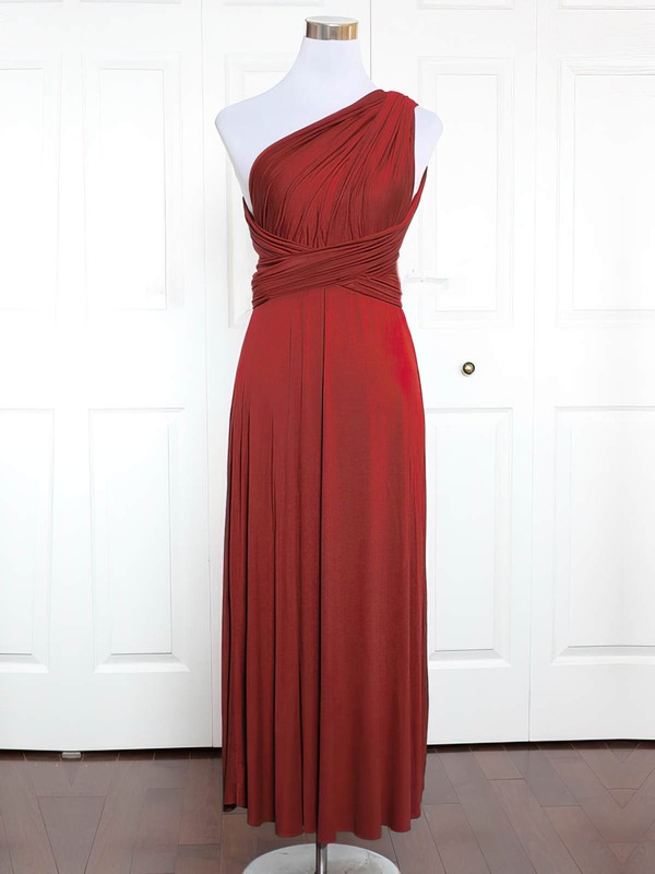 Jersey A-line One Shoulder Ankle-length with Ruffles Bridesmaid Dresses #DOB01013131