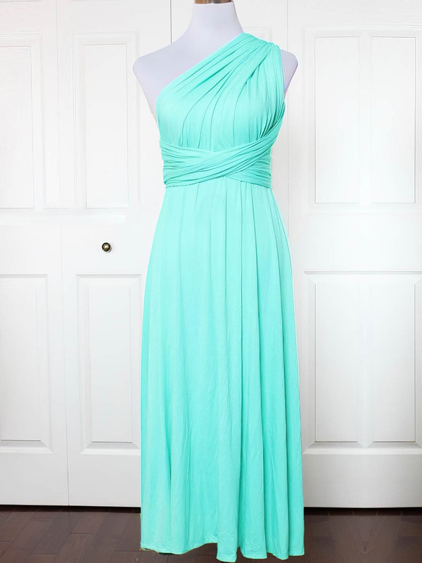Jersey A-line One Shoulder Ankle-length with Ruffles Bridesmaid Dresses #DOB01013132