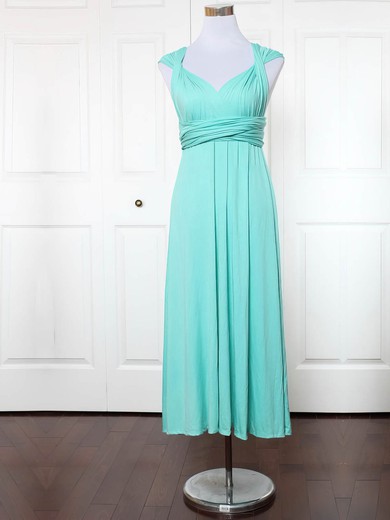 Jersey Empire V-neck Ankle-length with Ruffles Bridesmaid Dresses #DOB01013135