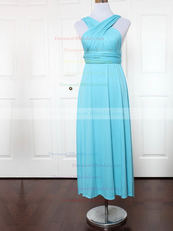 Jersey A-line V-neck Ankle-length with Ruffles Bridesmaid Dresses #DOB01013136