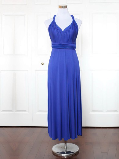 Jersey A-line V-neck Ankle-length with Ruffles Bridesmaid Dresses #DOB01013137