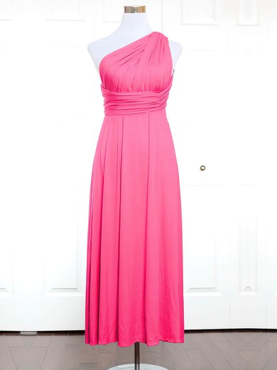 Jersey A-line One Shoulder Ankle-length with Ruffles Bridesmaid Dresses #DOB01013144