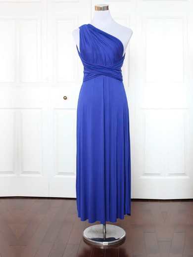 Jersey A-line One Shoulder Ankle-length with Ruffles Bridesmaid Dresses #DOB01013149
