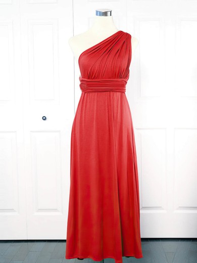 Jersey Empire One Shoulder Ankle-length with Ruffles Bridesmaid Dresses #DOB01013151
