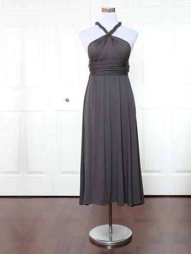 Jersey A-line V-neck Ankle-length with Ruffles Bridesmaid Dresses #DOB01013155