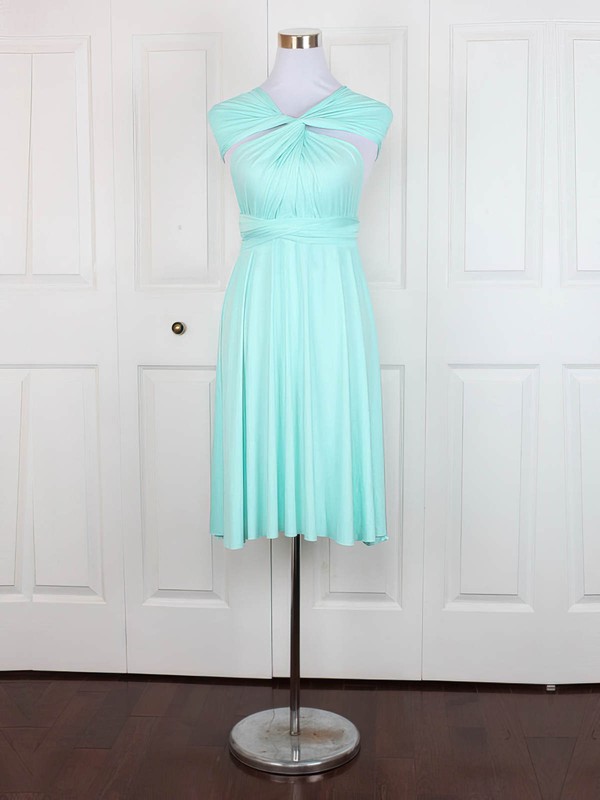 Jersey A-line V-neck Short/Mini with Ruffles Bridesmaid Dresses #DOB01013160