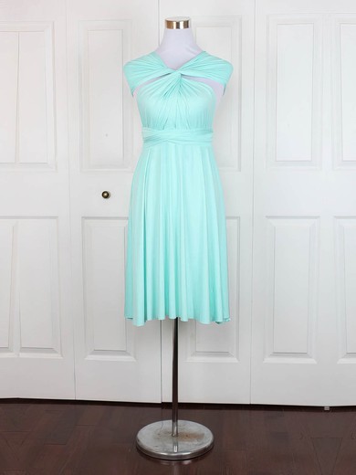 Jersey A-line V-neck Short/Mini with Ruffles Bridesmaid Dresses #DOB01013160