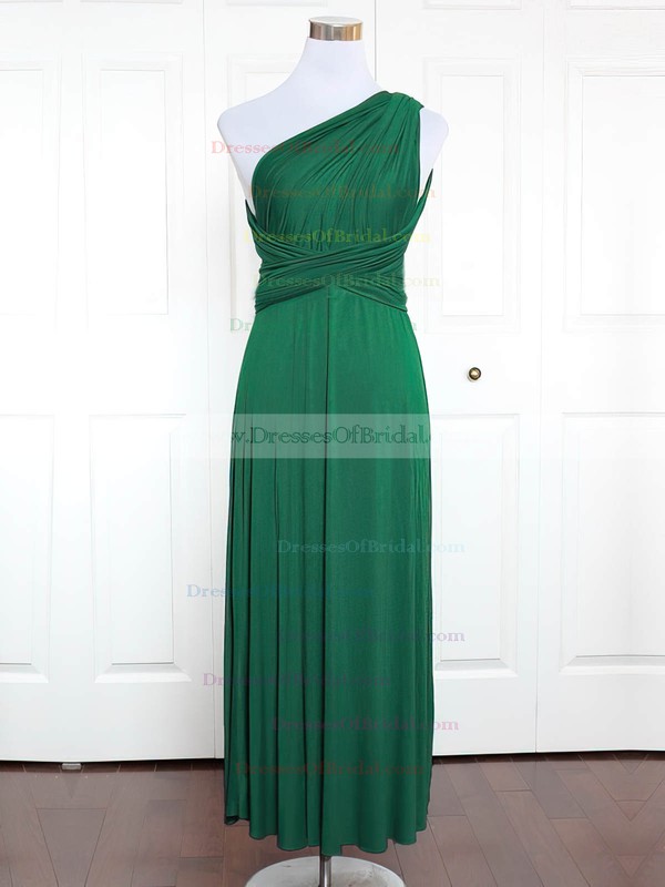 Jersey A-line One Shoulder Ankle-length with Ruffles Bridesmaid Dresses #DOB01013162