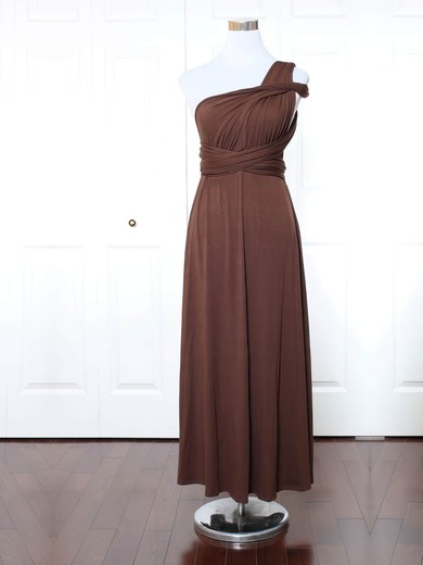 Jersey A-line One Shoulder Ankle-length with Ruffles Bridesmaid Dresses #DOB01013165