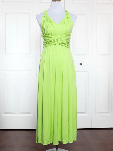 Jersey A-line V-neck Ankle-length with Ruffles Bridesmaid Dresses #DOB01013167