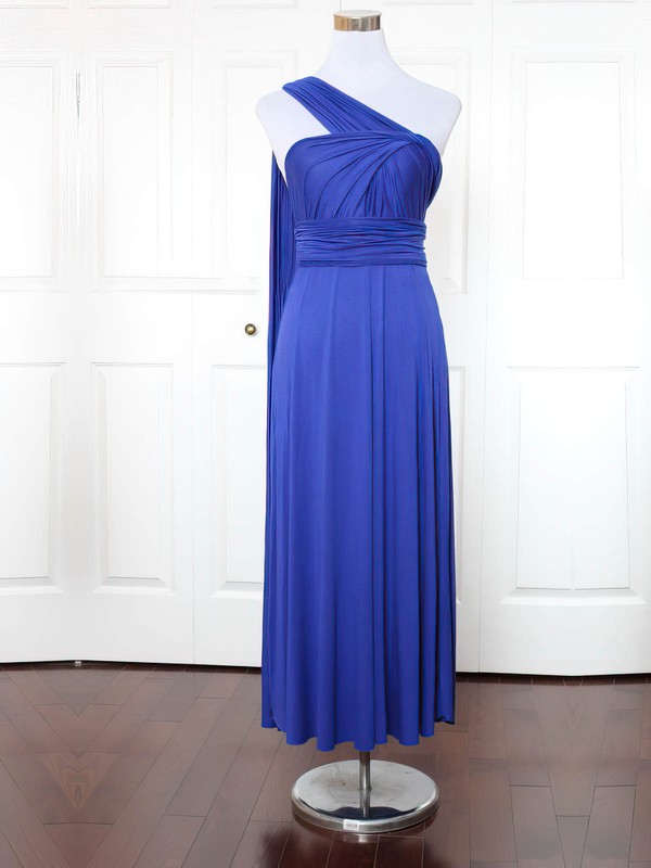 Jersey A-line One Shoulder Ankle-length with Ruffles Bridesmaid Dresses #DOB01013171