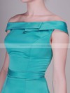 Off-the-shoulder A-line Knee-length Satin Draped Bridesmaid Dresses #DOB02013637