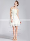 Strapless A-line Short/Mini Chiffon Tiered Bridesmaid Dresses #DOB02013671