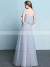 Tulle A-line V-neck Floor-length with Appliques Lace Bridesmaid Dresses #DOB01013425