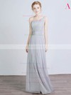 Chiffon Silk-like Satin A-line One Shoulder Floor-length with Split Front Bridesmaid Dresses #DOB01013429