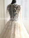 Tulle Ball Gown Scoop Neck Court Train with Appliques Lace Wedding Dresses #DOB00023008