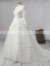Tulle Ball Gown Scoop Neck Court Train with Appliques Lace Wedding Dresses #DOB00023008