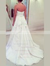 Satin Tulle Princess Strapless Sweep Train with Appliques Lace Wedding Dresses #DOB00023016