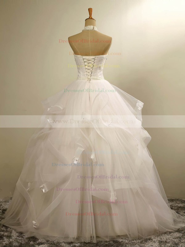 Tulle Ball Gown Halter Floor-length with Beading Wedding Dresses #DOB00023020