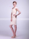 One Shoulder Sheath/Column Knee-length Chiffon Pleats Bridesmaid Dresses #DOB02013681